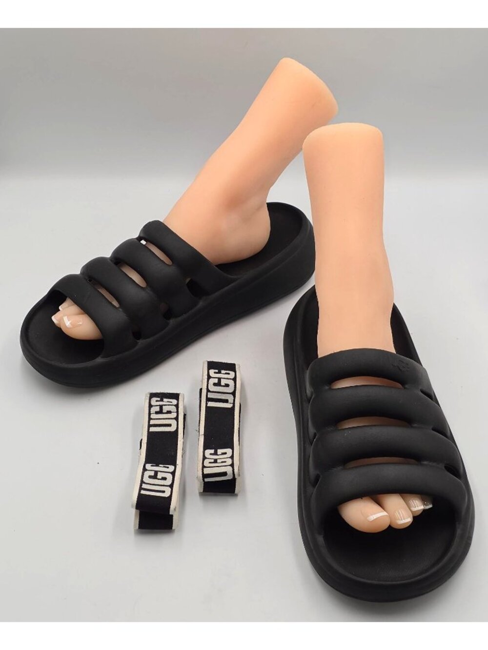 UGG Women's Black Sport Yeah Slide Logo Slingback Strap Sandals Size 10 3829 - Picture 9 of 16